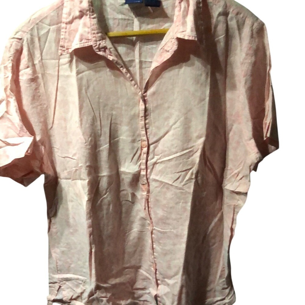 Basic Editions Pink Blouse Short-Sleeved Button-Up